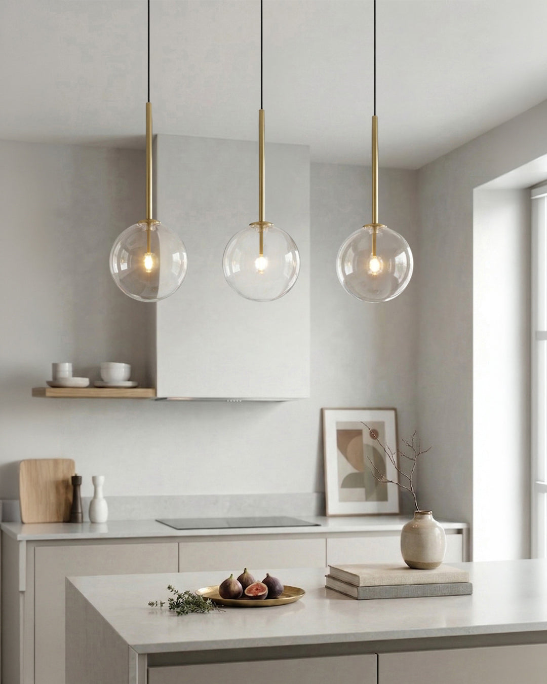Glazen Hanglamp Bol Messing Chroom Zwart Modern Design Warm Wit 3000K 15cm 20cm 25cm Plafondverlichting Eetkamer