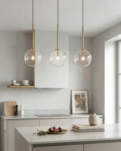 Glazen Hanglamp Bol Messing Chroom Zwart Modern Design Warm Wit 3000K 15cm 20cm 25cm Plafondverlichting Eetkamer