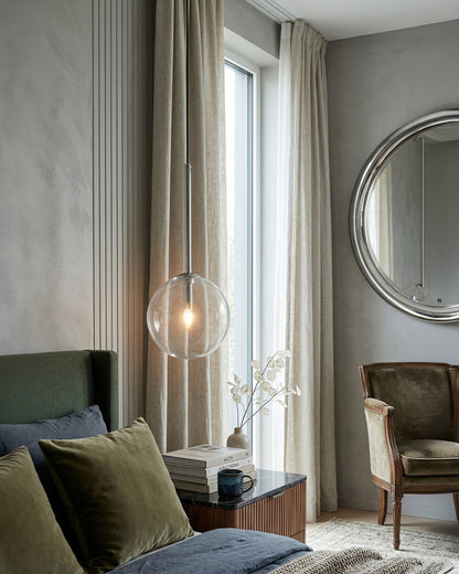 Glazen Hanglamp Bol Messing Chroom Zwart Modern Design Warm Wit 3000K 15cm 20cm 25cm Plafondverlichting Eetkamer