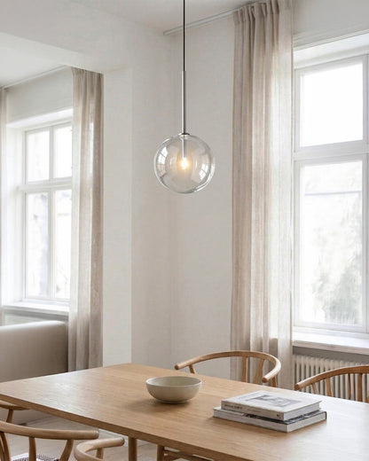 Glazen Hanglamp Bol Messing Chroom Zwart Modern Design Warm Wit 3000K 15cm 20cm 25cm Plafondverlichting Eetkamer