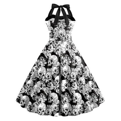 Vestito Midi met Schedeldruk Zwart