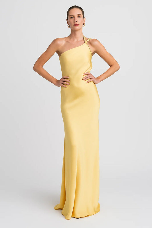 Elegante Maxi Jurk Dames One Shoulder Mouwloos Strak - StudioMarella