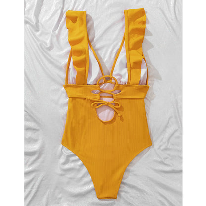 Boho Bikini met Ruches en Open Rug voor Zomer
