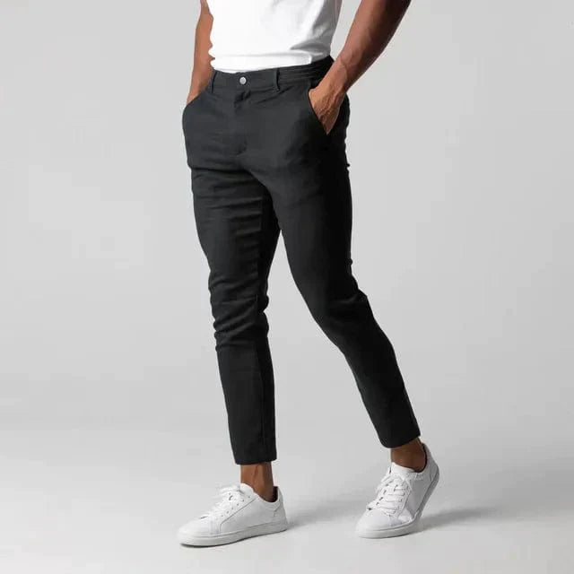 Mannen Chino Broek Zwart Slim Fit Sebastiaan