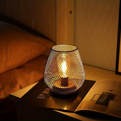 Draadloze LED Lantaarn Mat Zwart Vintage Stijl Batterij Aangedreven Sfeerverlichting Binnen en Buiten Dimbaar