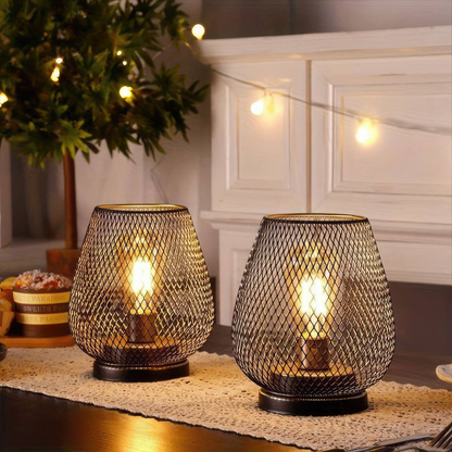 Tafellamp Draadloos Oplaadbaar Metaal Gaas Warm Wit LED Sfeerverlichting Binnen Buiten