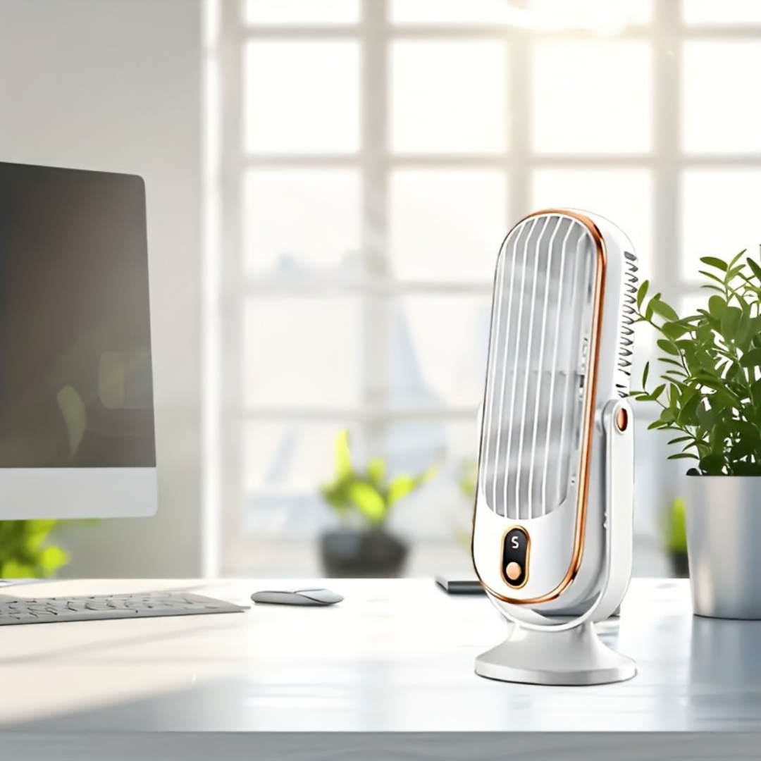 Draagbare Ventilator met 720° Rotatie Oplaadbaar - Stille USB Tafelventilator voor Bureau Thuis Kantoor