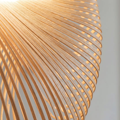 Hanglamp Hout Glas LED Scandinavisch 80 cm Woonkamer Eetkamer Sfeerverlichting Sculpturaal Naturel Pendellamp Plafondlamp Design