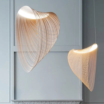 Hanglamp Hout Glas LED Scandinavisch 80 cm Woonkamer Eetkamer Sfeerverlichting Sculpturaal Naturel Pendellamp Plafondlamp Design