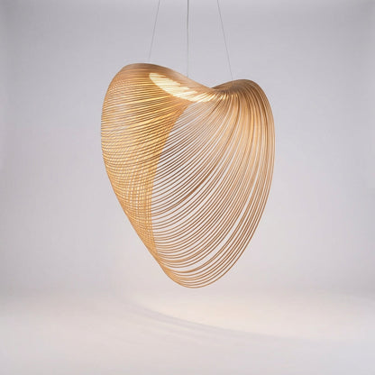 Hanglamp Hout Glas LED Scandinavisch 80 cm Woonkamer Eetkamer Sfeerverlichting Sculpturaal Naturel Pendellamp Plafondlamp Design
