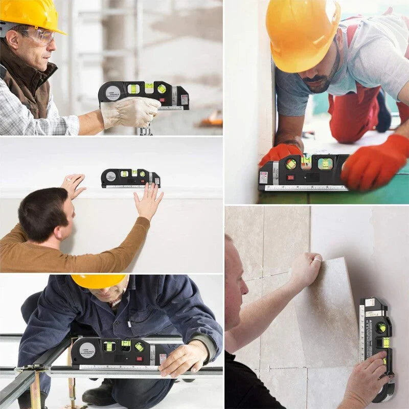 4-in-1 Multifunctioneel Lasermeetapparaat met Rolmaat en Waterpas – Precisie Meetgereedschap voor Doe-Het-Zelvers en Professionals