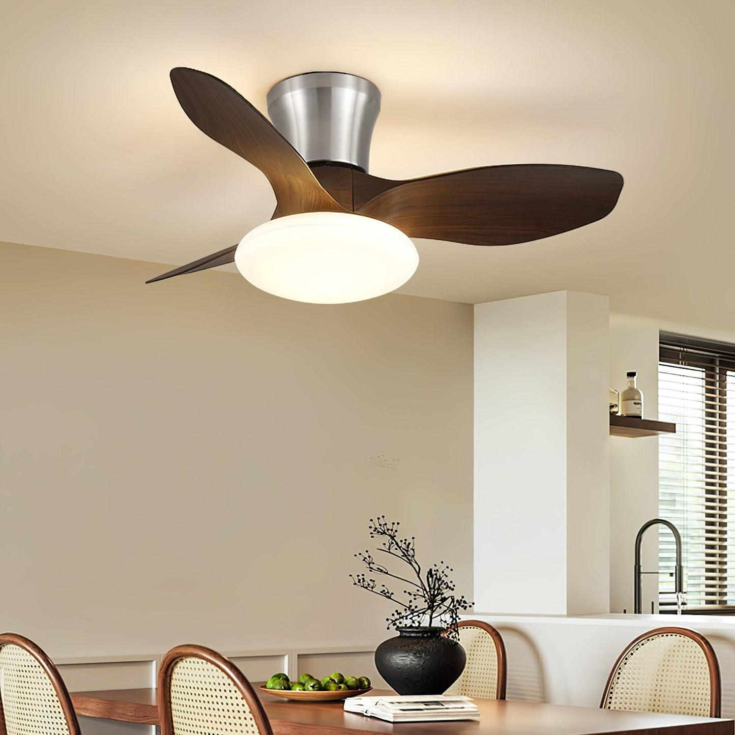 Moderne Design Plafondventilator met LED-Verlichting | Houten Bladen
