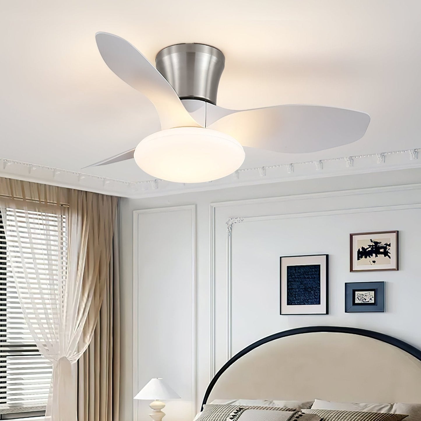 Moderne Design Plafondventilator met LED-Verlichting | Houten Bladen
