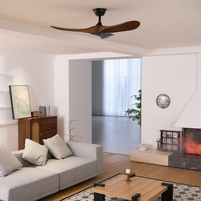 Leno Houten Plafondventilator Walnoot Stil 6 Snelheden Woonkamer Slaapkamer Design Ventilator Met Afstandsbediening Modern Interieur