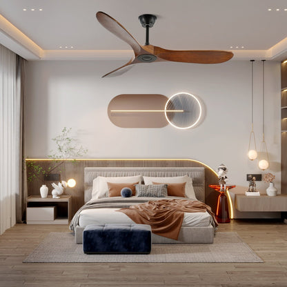 Plafondventilator Houten Bladen Walnoot ∅106 en ∅132 cm Stille Motor 6 Snelheden Woonkamer Eetkamer Verstelbare Ophanging