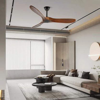 Plafondventilator Houten Bladen Walnoot ∅106 en ∅132 cm Stille Motor 6 Snelheden Woonkamer Eetkamer Verstelbare Ophanging