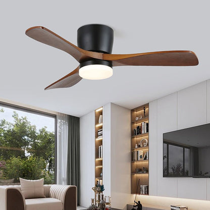 Plafondventilator met Verlichting Hout Minimalistische Stijl met Drie Snelheden Afstandsbediening voor Moderne Slaapkamer Woonkamer