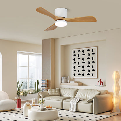 Plafondventilator met Verlichting Hout Minimalistische Stijl met Drie Snelheden Afstandsbediening voor Moderne Slaapkamer Woonkamer