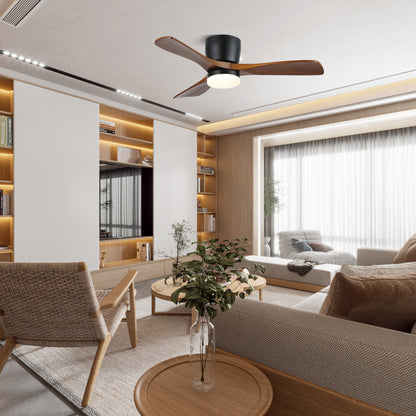 Plafondventilator met Verlichting Hout Minimalistische Stijl met Drie Snelheden Afstandsbediening voor Moderne Slaapkamer Woonkamer