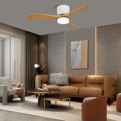 Plafondventilator met Verlichting Hout Minimalistische Stijl met Drie Snelheden Afstandsbediening voor Moderne Slaapkamer Woonkamer