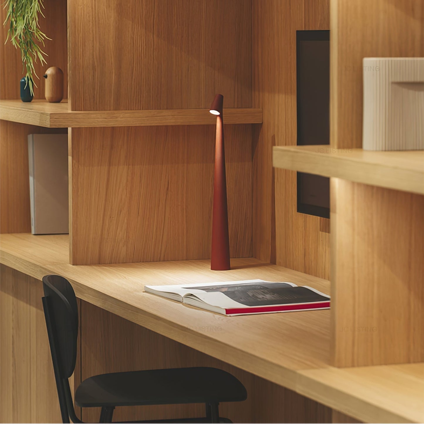 Oplaadbare Tafellamp Aluminium Dimbaar LED Touch Bedlamp Draadloos Design Kegelvormige Lampenkap Modern 45cm Acculamp
