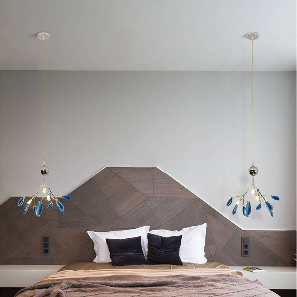 Agaat Kristal Kroonluchter met Natuursteen – Exclusieve Hanglamp voor Eetkamer, Woonkamer en Kantoor