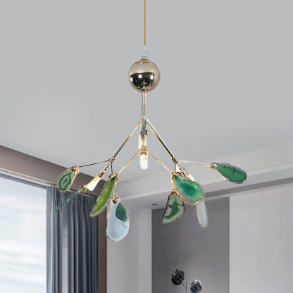 Agaat Kristal Kroonluchter met Natuursteen – Exclusieve Hanglamp voor Eetkamer, Woonkamer en Kantoor