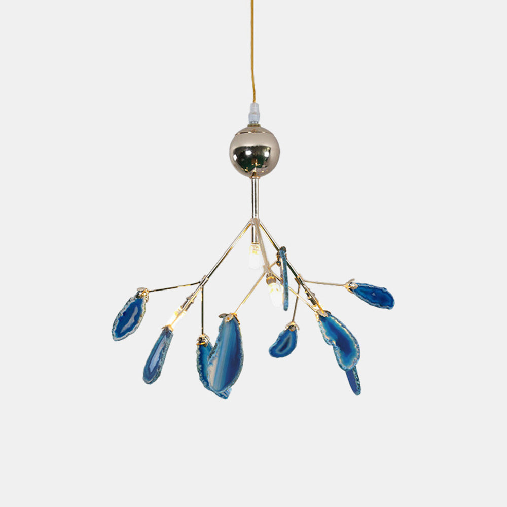 Agaat Kristal Kroonluchter met Natuursteen – Exclusieve Hanglamp voor Eetkamer, Woonkamer en Kantoor