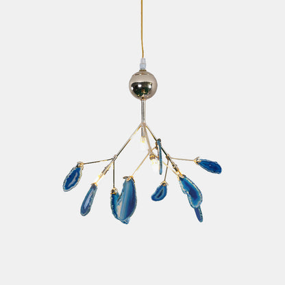 Agaat Kristal Kroonluchter met Natuursteen – Exclusieve Hanglamp voor Eetkamer, Woonkamer en Kantoor