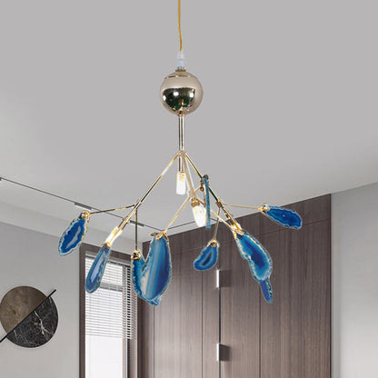 Agaat Kristal Kroonluchter met Natuursteen – Exclusieve Hanglamp voor Eetkamer, Woonkamer en Kantoor