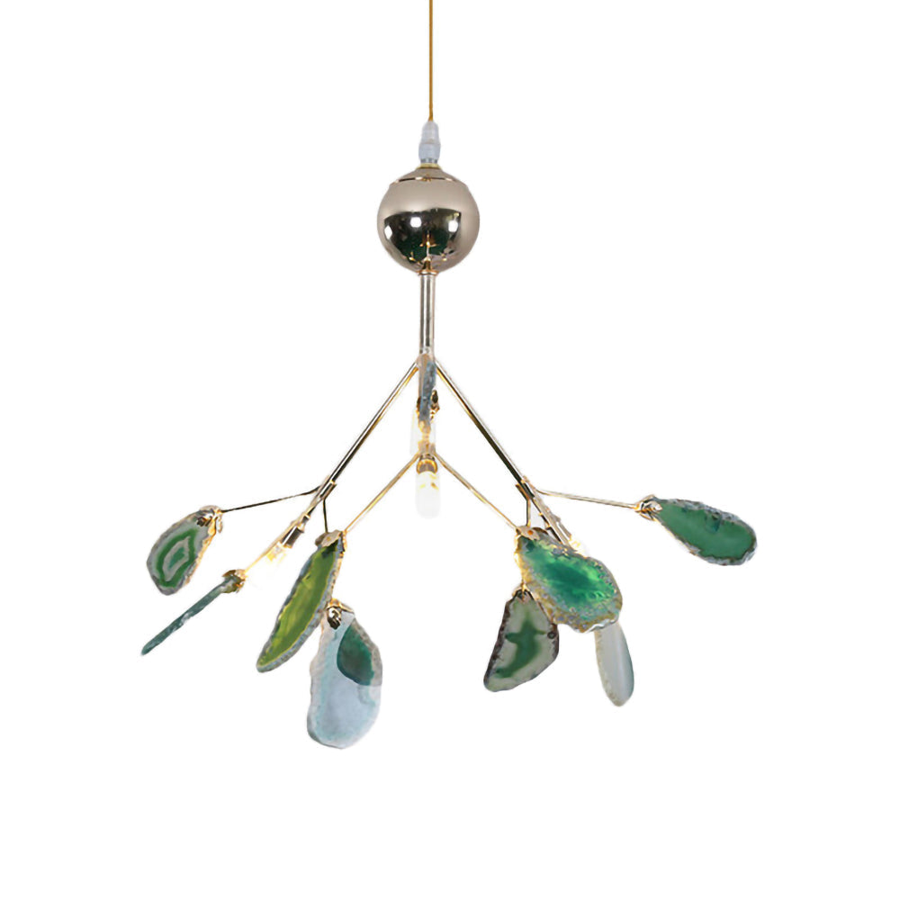 Agaat Kristal Kroonluchter met Natuursteen – Exclusieve Hanglamp voor Eetkamer, Woonkamer en Kantoor