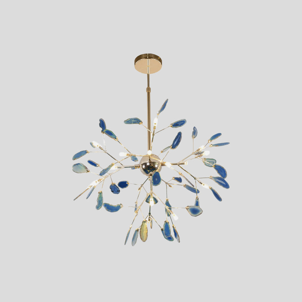 Agaat Kristal Kroonluchter met Natuursteen – Exclusieve Hanglamp voor Eetkamer, Woonkamer en Kantoor