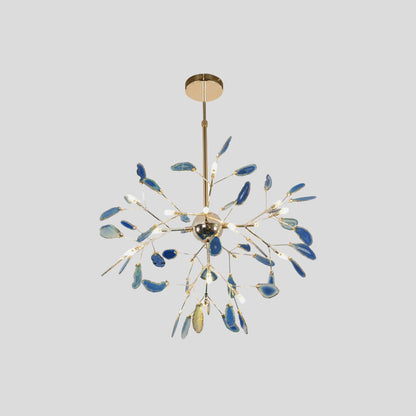Agaat Kristal Kroonluchter met Natuursteen – Exclusieve Hanglamp voor Eetkamer, Woonkamer en Kantoor