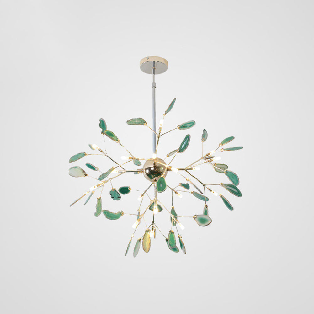 Agaat Kristal Kroonluchter met Natuursteen – Exclusieve Hanglamp voor Eetkamer, Woonkamer en Kantoor