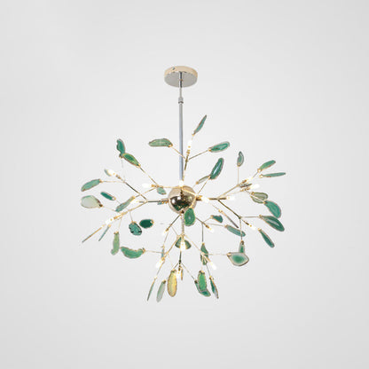 Agaat Kristal Kroonluchter met Natuursteen – Exclusieve Hanglamp voor Eetkamer, Woonkamer en Kantoor