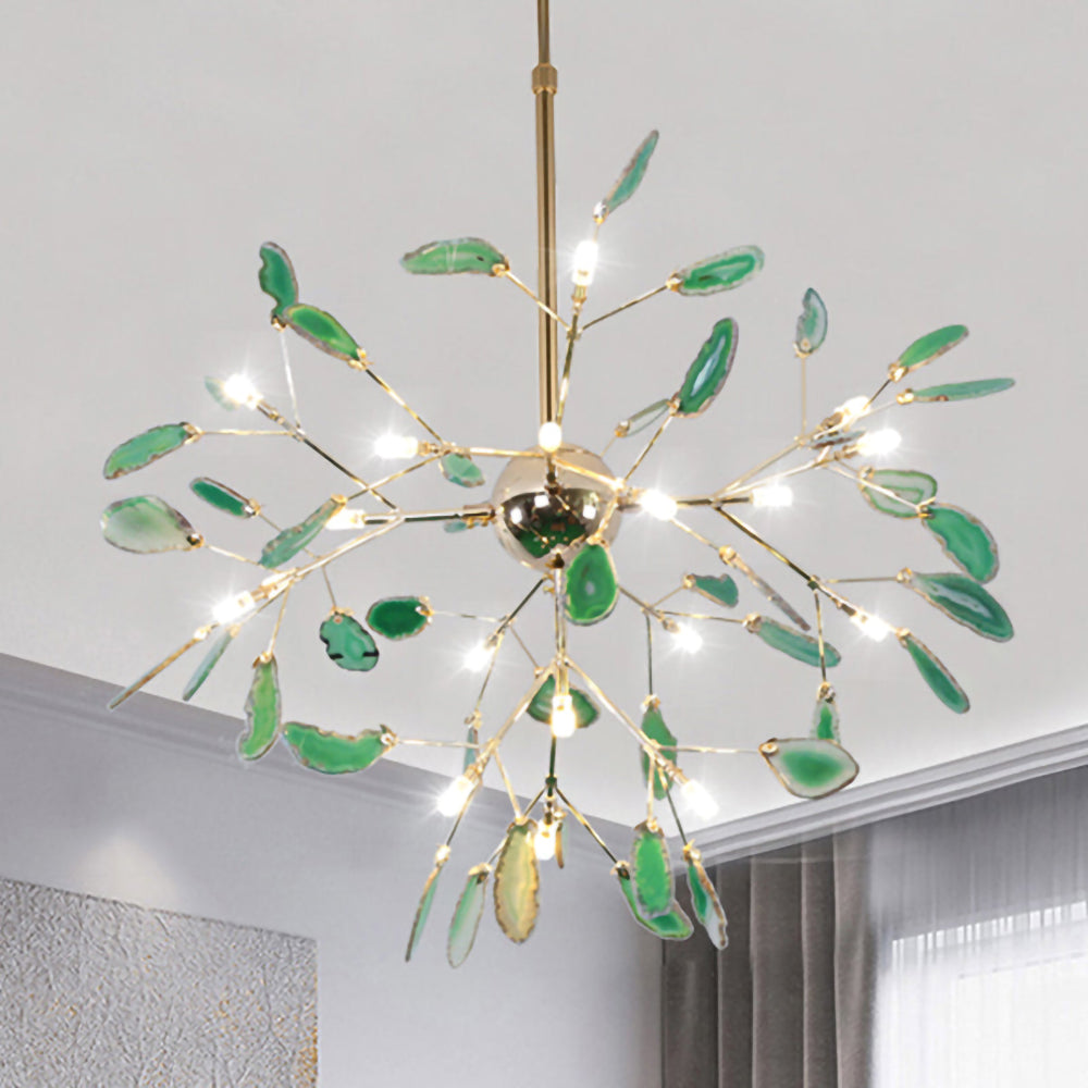 Agaat Kristal Kroonluchter met Natuursteen – Exclusieve Hanglamp voor Eetkamer, Woonkamer en Kantoor