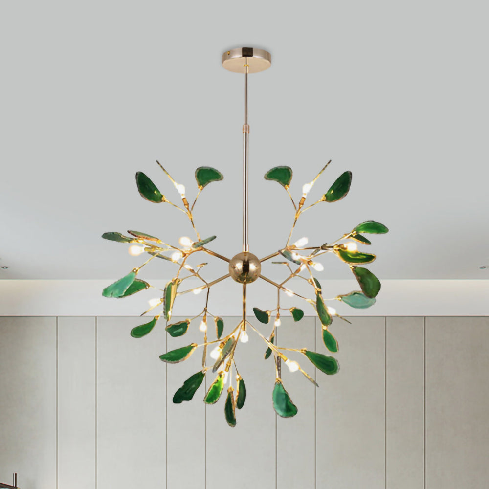 Agaat Kristal Kroonluchter met Natuursteen – Exclusieve Hanglamp voor Eetkamer, Woonkamer en Kantoor