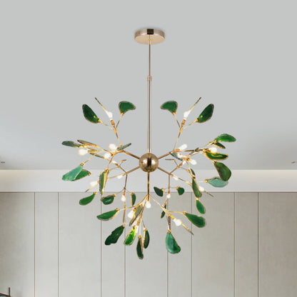 Agaat Kristal Kroonluchter met Natuursteen – Exclusieve Hanglamp voor Eetkamer, Woonkamer en Kantoor