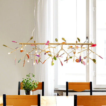 Agaat Kristal Kroonluchter met Natuursteen – Exclusieve Hanglamp voor Eetkamer, Woonkamer en Kantoor