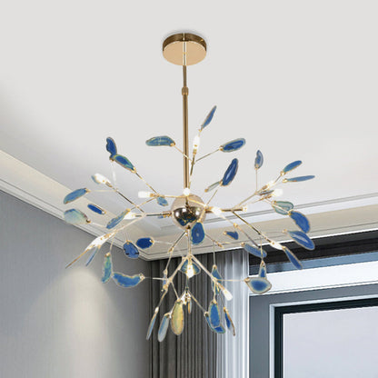 Agaat Kristal Kroonluchter met Natuursteen – Exclusieve Hanglamp voor Eetkamer, Woonkamer en Kantoor