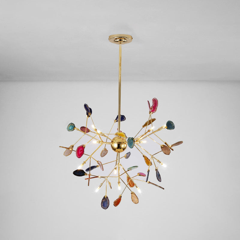 Agaat Kristal Kroonluchter met Natuursteen – Exclusieve Hanglamp voor Eetkamer, Woonkamer en Kantoor
