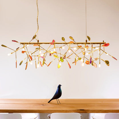 Agaat Kristal Kroonluchter met Natuursteen – Exclusieve Hanglamp voor Eetkamer, Woonkamer en Kantoor