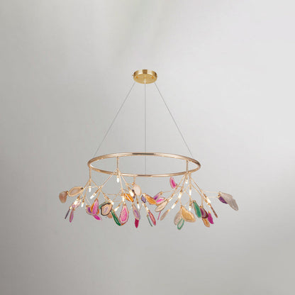 Agaat Kristal Kroonluchter met Natuursteen – Exclusieve Hanglamp voor Eetkamer, Woonkamer en Kantoor