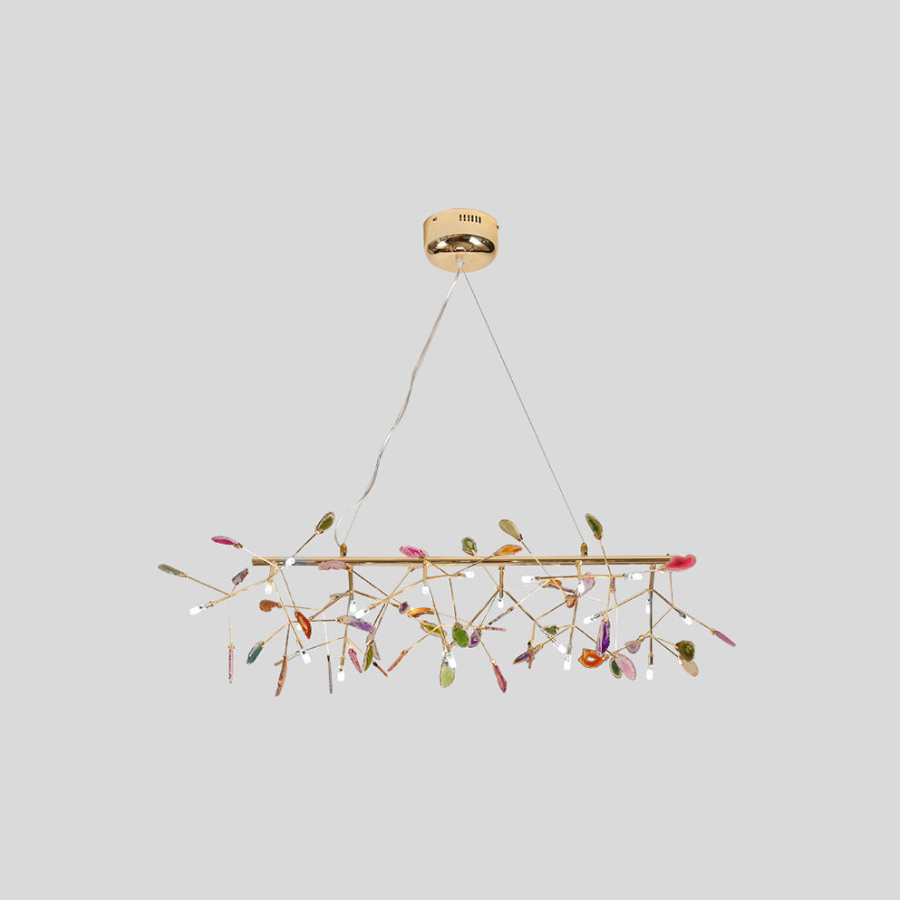 Agaat Kristal Kroonluchter met Natuursteen – Exclusieve Hanglamp voor Eetkamer, Woonkamer en Kantoor