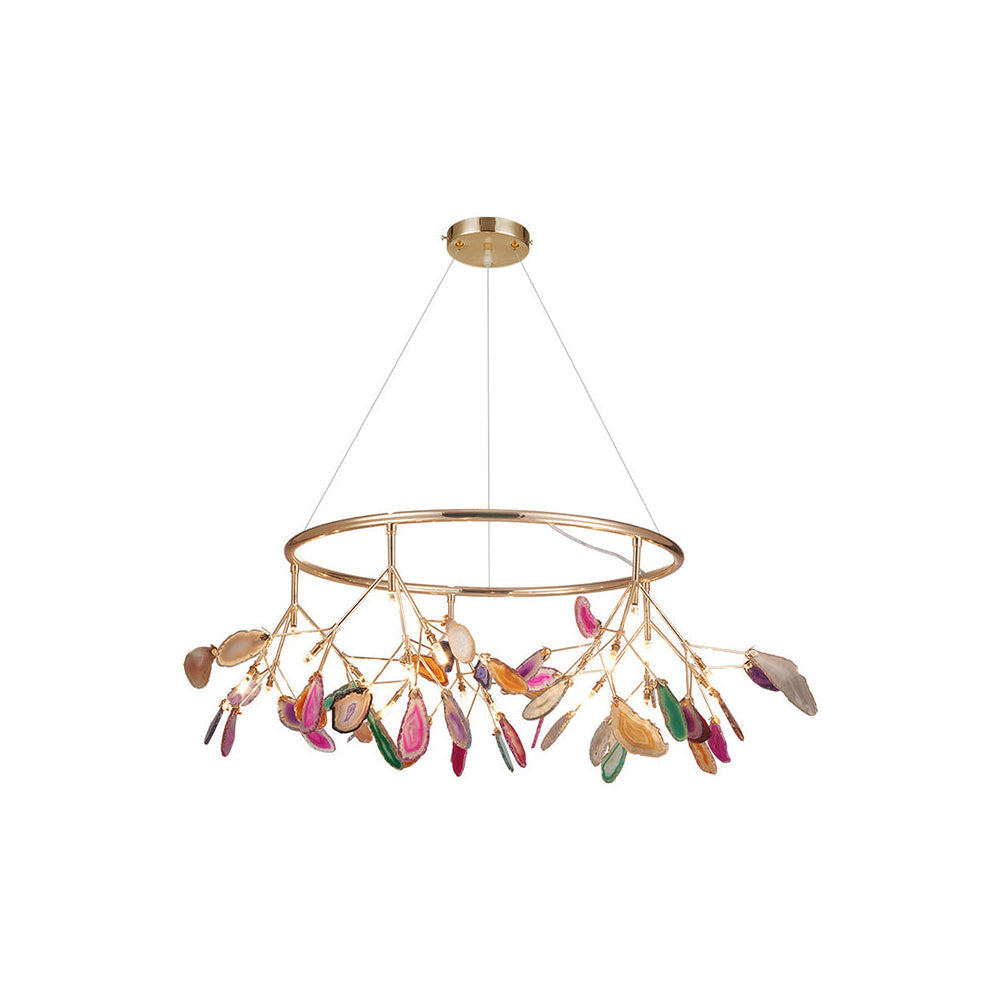 Agaat Kristal Kroonluchter met Natuursteen – Exclusieve Hanglamp voor Eetkamer, Woonkamer en Kantoor