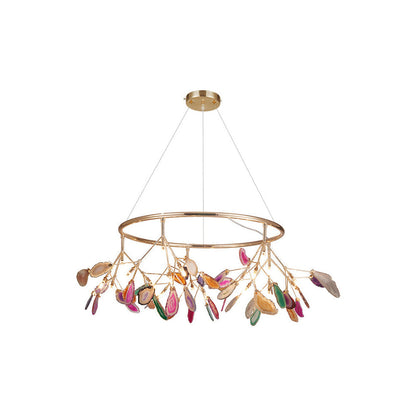 Agaat Kristal Kroonluchter met Natuursteen – Exclusieve Hanglamp voor Eetkamer, Woonkamer en Kantoor