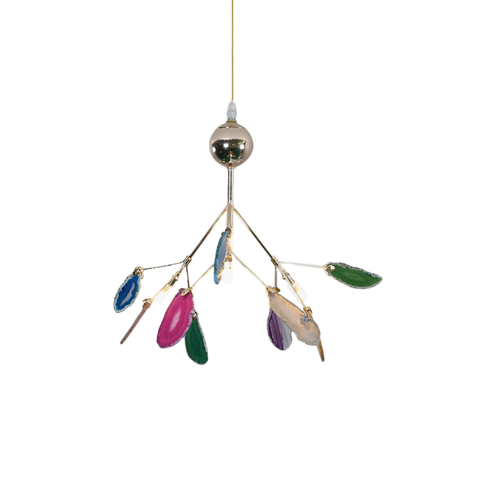 Agaat Kristal Kroonluchter met Natuursteen – Exclusieve Hanglamp voor Eetkamer, Woonkamer en Kantoor