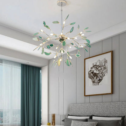 Agaat Kristal Kroonluchter met Natuursteen – Exclusieve Hanglamp voor Eetkamer, Woonkamer en Kantoor