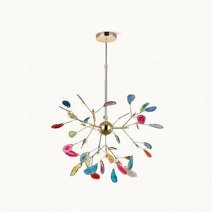 Agaat Kristal Kroonluchter met Natuursteen – Exclusieve Hanglamp voor Eetkamer, Woonkamer en Kantoor