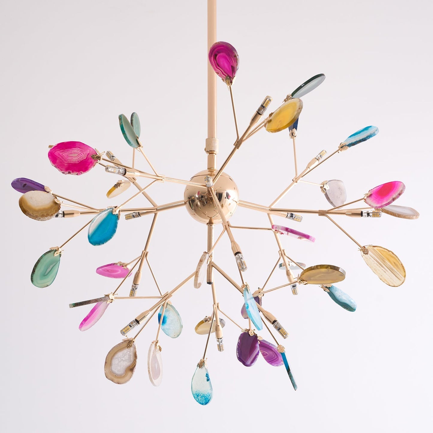 Agaat Kristal Kroonluchter met Natuursteen – Exclusieve Hanglamp voor Eetkamer, Woonkamer en Kantoor